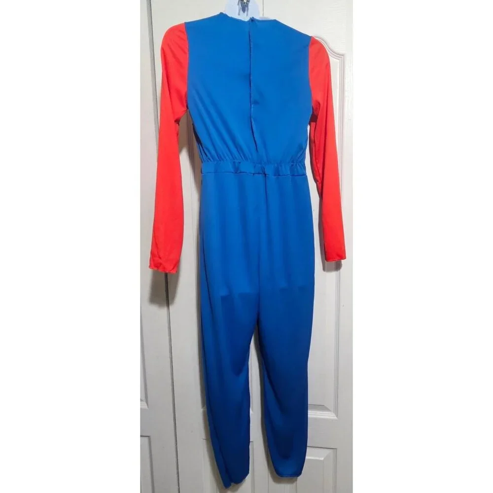 Super Mario Costume Kids 10-12  Jumpsuit Hat Mustache Halloween Nintendo Gaming - Picture 7 of 8